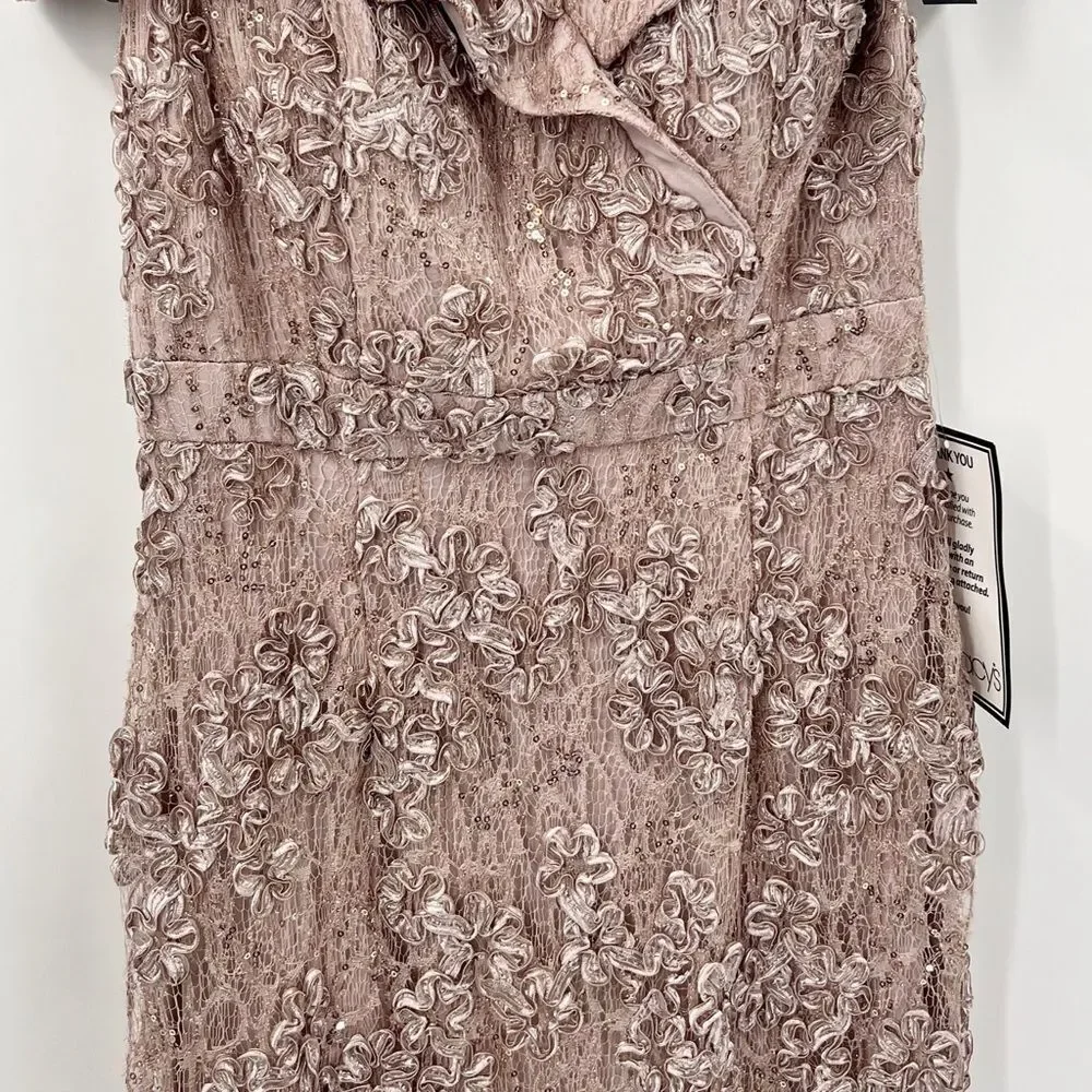 Xscape Off-Shoulder Lace Embellished Gown in Dusty Mauve - Picture 5 of 9